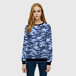 Свитшот женский Синий Камуфляж Camouflage, цвет: 3D-черный — фото 2