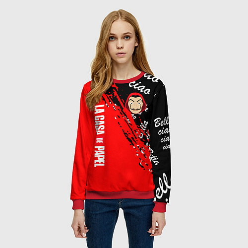 Женский свитшот La Casa de Papel bum bum ciao / 3D-Красный – фото 3