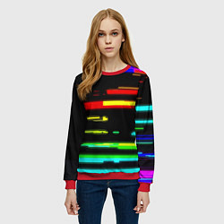 Свитшот женский Color fashion glitch, цвет: 3D-красный — фото 2