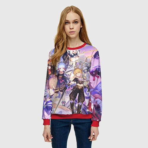 Женский свитшот Genshin Impact - Арка Инадзумы / 3D-Красный – фото 3