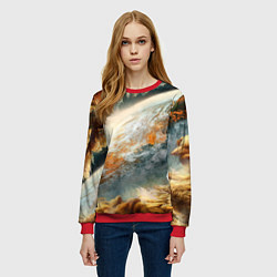 Свитшот женский Песчаный Космос, цвет: 3D-красный — фото 2