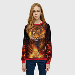 Свитшот женский Огненный тигр Сила огня, цвет: 3D-красный — фото 2