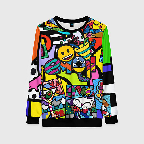 Женский свитшот Romero Britto - emoji / 3D-Черный – фото 1