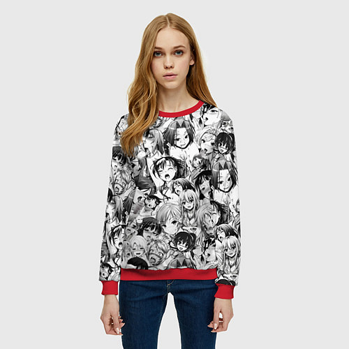 Женский свитшот АХЕГАО - AHEGAO / 3D-Красный – фото 3