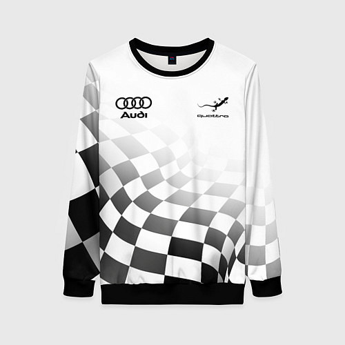 Женский свитшот Audi Quattro, Ауди Кватро, Финишный флаг / 3D-Черный – фото 1