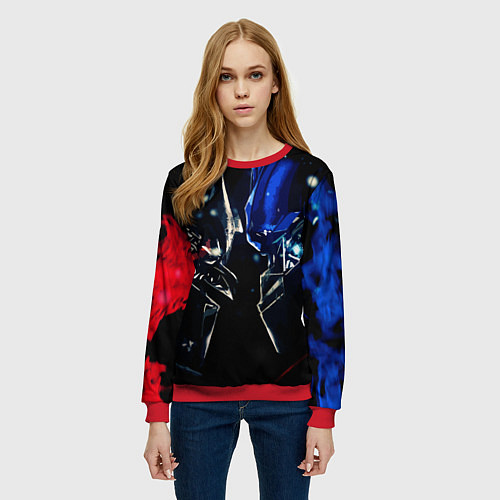 Женский свитшот Тансформеры Оптимус и Мегатрон 2022 / 3D-Красный – фото 3