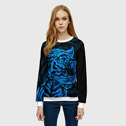 Свитшот женский Голубой тигр Blue, цвет: 3D-белый — фото 2