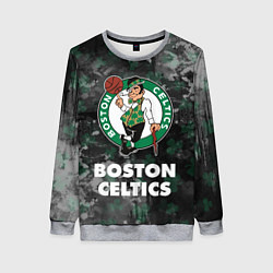 Свитшот женский Бостон Селтикс, Boston Celtics, НБА, цвет: 3D-меланж