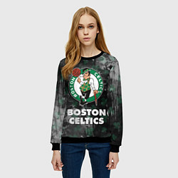 Свитшот женский Бостон Селтикс, Boston Celtics, НБА, цвет: 3D-черный — фото 2