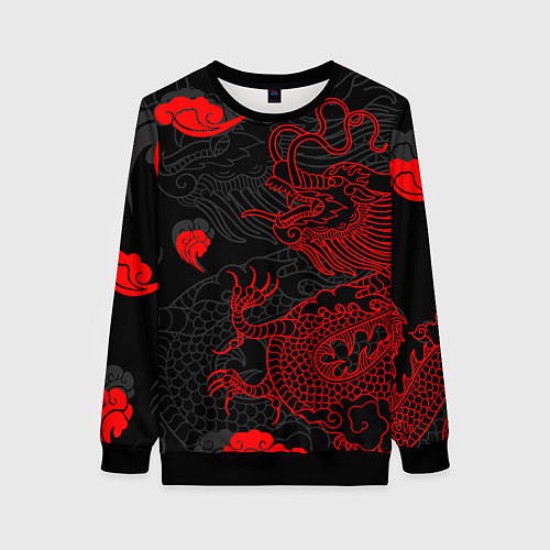 Женский свитшот Дракон Китайский дракон / 3D-Черный – фото 1