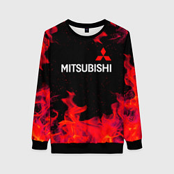 Свитшот женский Mitsubishi пламя огня, цвет: 3D-черный
