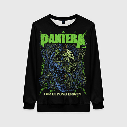 Женский свитшот Pantera green череп / 3D-Черный – фото 1