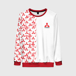 Свитшот женский Mitsubishi Mini logo Half pattern, цвет: 3D-красный