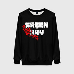 Свитшот женский Green day Цветы, цвет: 3D-черный