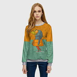 Свитшот женский Лягушка модник Frog, цвет: 3D-меланж — фото 2