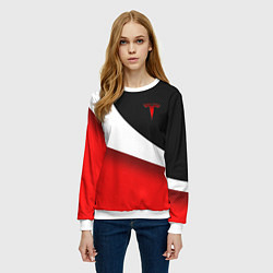 Свитшот женский TESLA - ЦВЕТА КОМПАНИИ, цвет: 3D-белый — фото 2