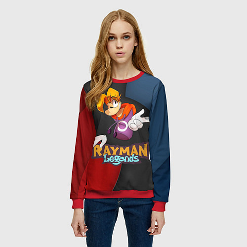 Женский свитшот Rayman на абстрактном фоне / 3D-Красный – фото 3
