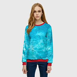 Свитшот женский Голубой океан Голубая вода, цвет: 3D-красный — фото 2
