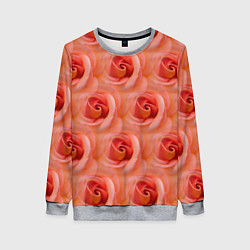 Свитшот женский Розы - цветы - паттерн, цвет: 3D-меланж