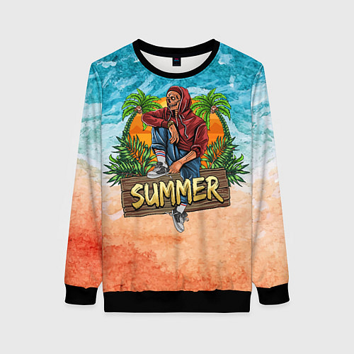 Женский свитшот Скелет в отпуске / 3D-Черный – фото 1