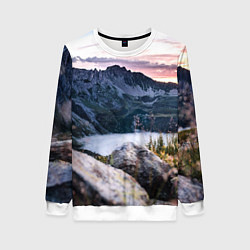 Свитшот женский Горы на закате, цвет: 3D-белый