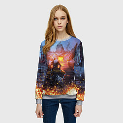 Свитшот женский ELDEN RING БИТВА С ДРАКОНОМ, цвет: 3D-меланж — фото 2