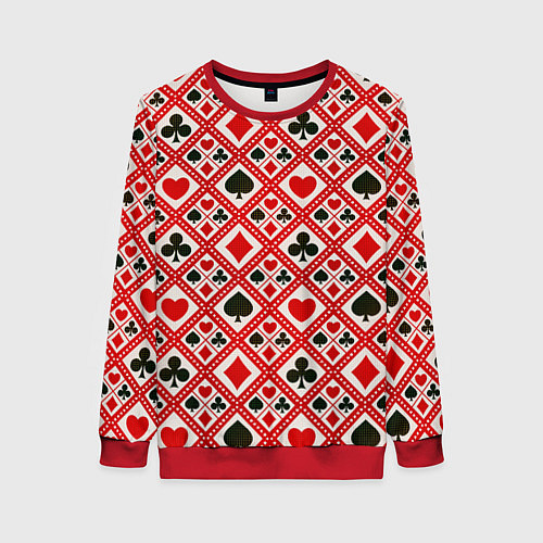 Женский свитшот Масти Карточные / 3D-Красный – фото 1