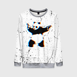Свитшот женский Banksy Panda with guns Бэнкси, цвет: 3D-меланж