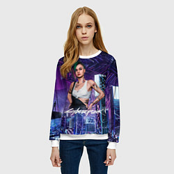Свитшот женский Judy Cyberpunk2077 Джуди, цвет: 3D-белый — фото 2