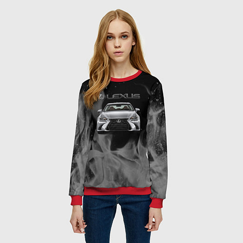 Женский свитшот Lexus лексус огонь / 3D-Красный – фото 3