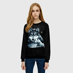 Свитшот женский Ночные Волки, цвет: 3D-черный — фото 2