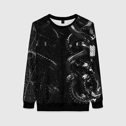 Женский свитшот Змеиный Паттерн Snake Black / 3D-Черный – фото 1