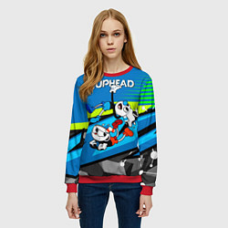 Свитшот женский 2 чашечки cuphead, цвет: 3D-красный — фото 2