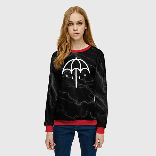 Женский свитшот Bring me the horizon молнии / 3D-Красный – фото 3