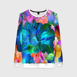 Свитшот женский Красочный цветочный паттерн, цвет: 3D-белый