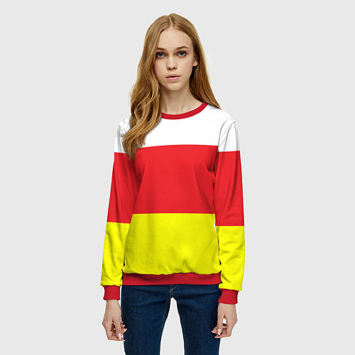 Женский свитшот СЕВЕРНАЯ ОСЕТИЯ РЕСПУБЛИКА / 3D-Красный – фото 3