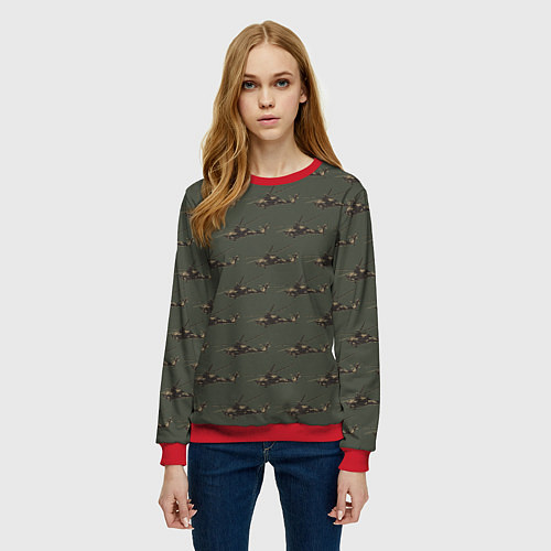 Женский свитшот Вертолеты паттерн / 3D-Красный – фото 3