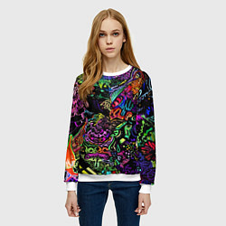 Свитшот женский Абстрактный узор Vanguard Fashion Неон, цвет: 3D-белый — фото 2