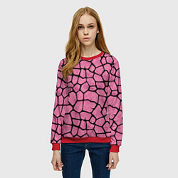 Свитшот женский Шерсть розового жирафа, цвет: 3D-красный — фото 2