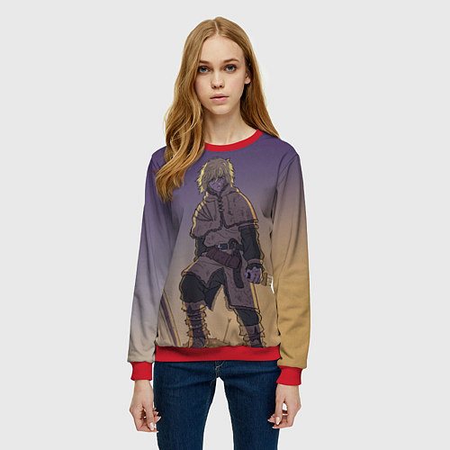 Женский свитшот Торфинн на холме / 3D-Красный – фото 3