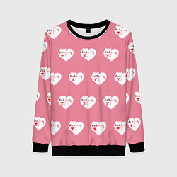 Свитшот женский Орнамент сердце кот, цвет: 3D-черный