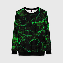 Женский свитшот Абстракция - Черно-зеленый фон - дым
