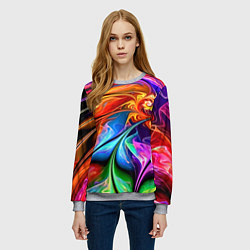 Свитшот женский Красочный абстрактный цветочный паттерн Color abst, цвет: 3D-меланж — фото 2