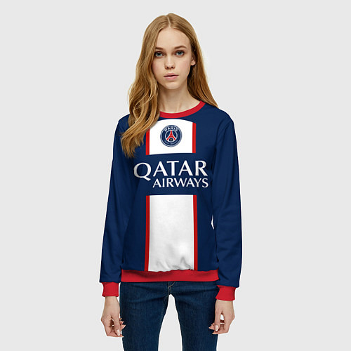 Женский свитшот МЕССИ PSG ПСЖ ДОМАШНЯЯ ФОРМА 2223 / 3D-Красный – фото 3