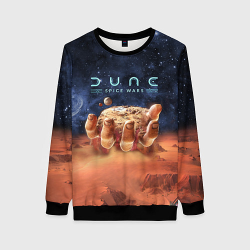 Женский свитшот Dune: Spice Wars песчаные дюны и рука с базой / 3D-Черный – фото 1