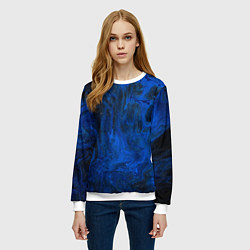 Свитшот женский Синий абстрактный дым, цвет: 3D-белый — фото 2