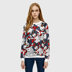 Свитшот женский ВОЗДУШНЫЕ СНЕГОВИКИ, цвет: 3D-белый — фото 2