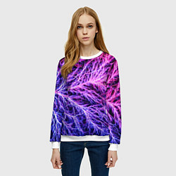 Свитшот женский Авангардный неоновый паттерн Мода Avant-garde neon, цвет: 3D-белый — фото 2