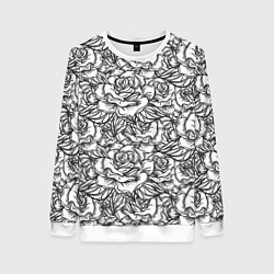 Женский свитшот Цветы Много Белых Роз