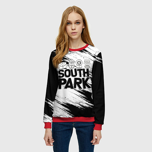 Женский свитшот Южный парк - персонажи и логотип South Park / 3D-Красный – фото 3
